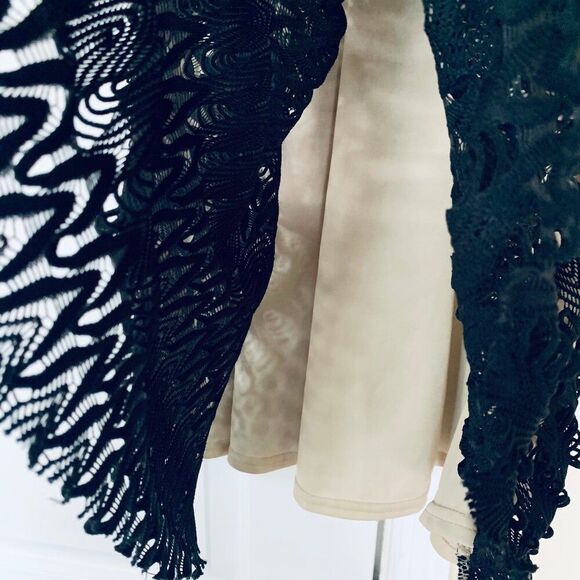 Chelsea GIRL River Island Black & Nude Crochet Babydoll Cocktail Dress Size L/12 - Picture 7 of 10